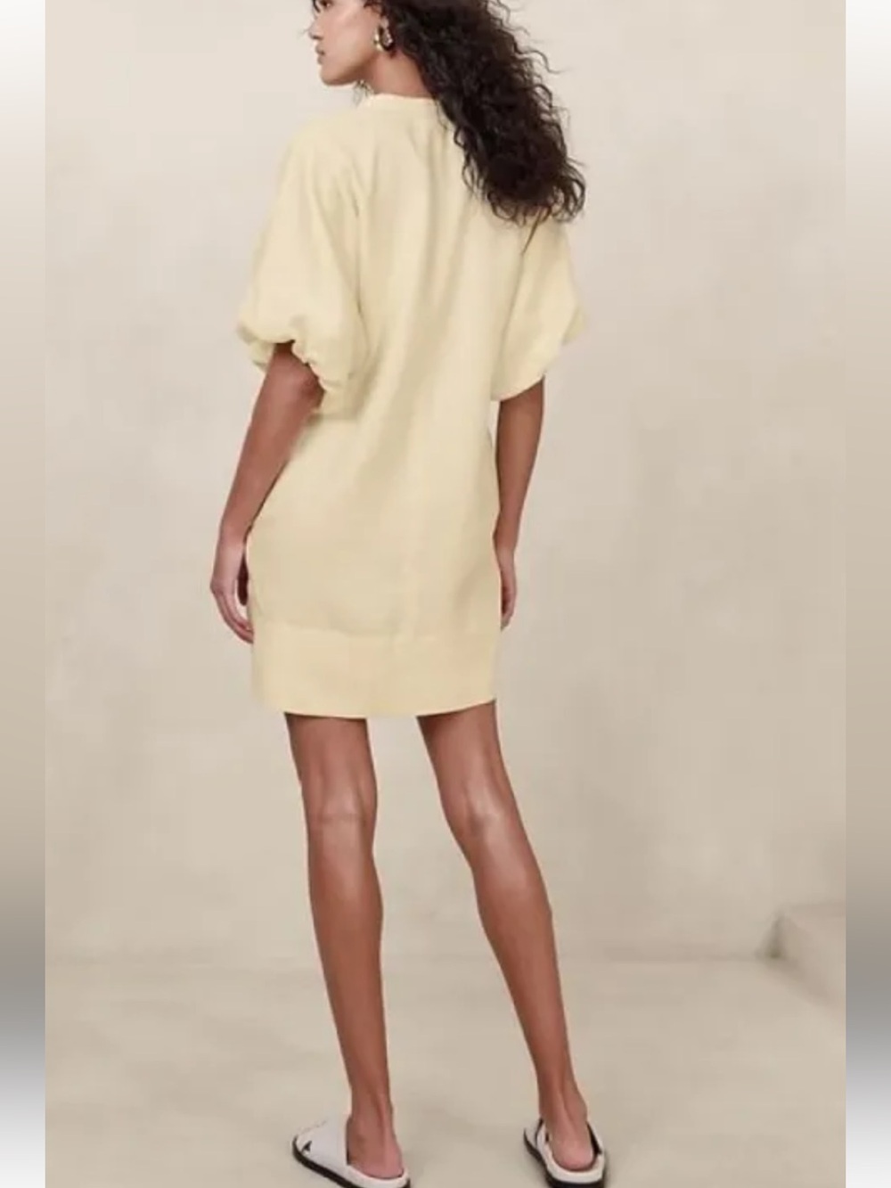 NWT retail $120 size S #BananaRepublic Livia linen mini dress in butter yellow. - Picture 2 of 7
